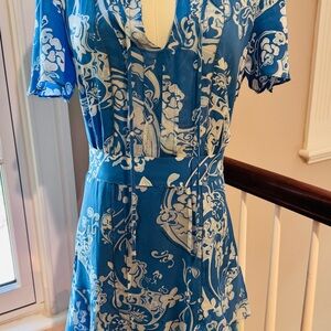 Reiss Blue and White Patterned Mini Dress